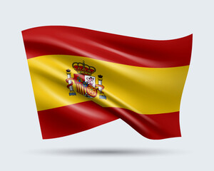 Vector illustration of 3D-style flag of Spain isolated on light background. Created using gradient meshes, EPS 10 vector design element from world collection