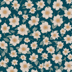 Vintage pattern. Wonderful white, blue leaves. gray background. Seamless vector template for design and fashion prints.