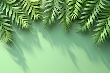 Green Background With Leaves. Generative AI