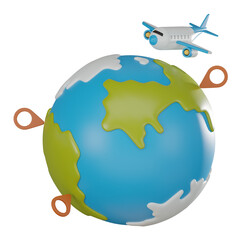 Discover World, 3D Globe Icon Render for Travel and Adventure. 3D Render