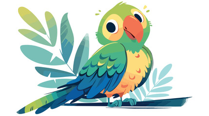 Cartoon cute parrot 2d flat cartoon vactor illustra