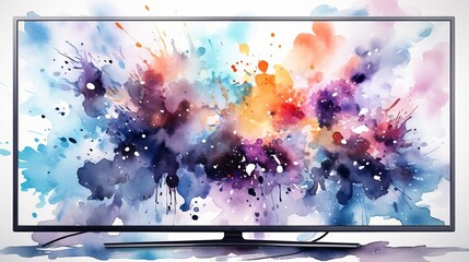 A watercolor painting of a television.