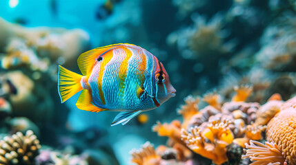 Fototapeta premium Tropical Fish Swimming in Coral Reef