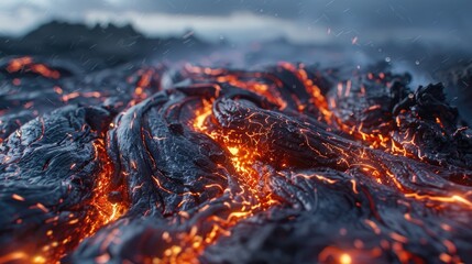 Volcanic lava and molten solder forming natural circuitry - obrazy, fototapety, plakaty