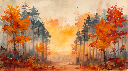 Artistic Fusion: Watercolor Forest Scene with Artist-Prepared and DIY Sections