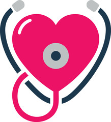 Simple stethoscope vector icon with heart shape.