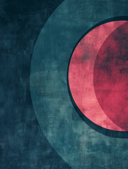 Dark grunge surface with a prominent circular overlay and red accents.
