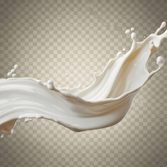 Creamy milk splash with tiny bubbles on transparent PNG background. Flowing liquid forms a white swirl, like a refreshing drink. Captures purity and refreshment.