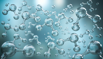 Molecular structures of HO2, water molecule model, Science or medical background, 3d illustration.