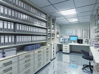 Fototapeta premium Neat office filled with binders and documents ready for business tasks