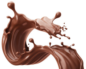 Dark Chocolate splash, Chocolate Milk or Syrup Flowing, 3d illustration.
