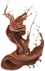 Dark Chocolate splash, Chocolate Milk or Syrup Flowing, 3d illustration.