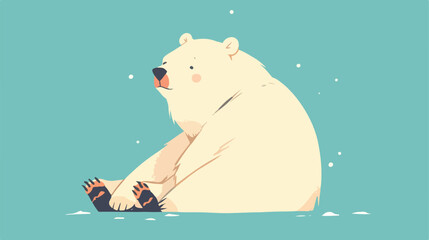 Cartoon doodle polar bear 2d flat cartoon vactor il - obrazy, fototapety, plakaty
