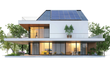 Modern house with solar panels
