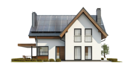 Modern house with solar panels