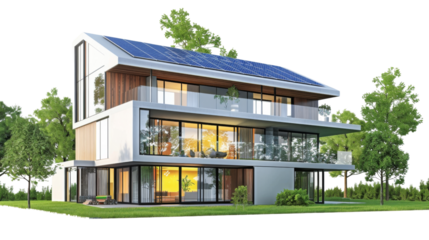 Modern house with solar panels