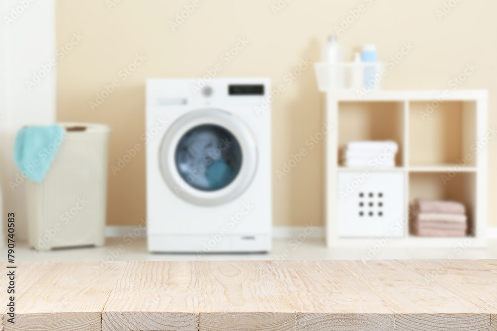 Canvas Prints Empty wooden table in laundry room. Space for design