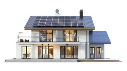 Modern house with solar panels