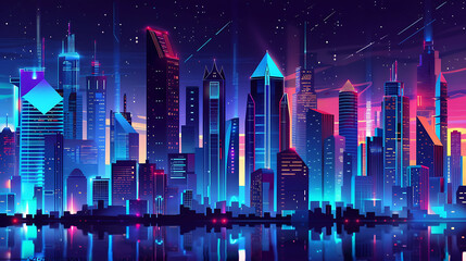 futuristic city view with skyscrapers adorning it
