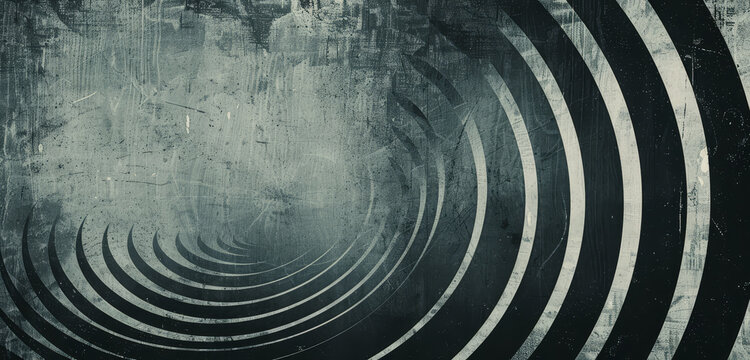 Black and white textured background with swirling patterns resembling concentric circles.