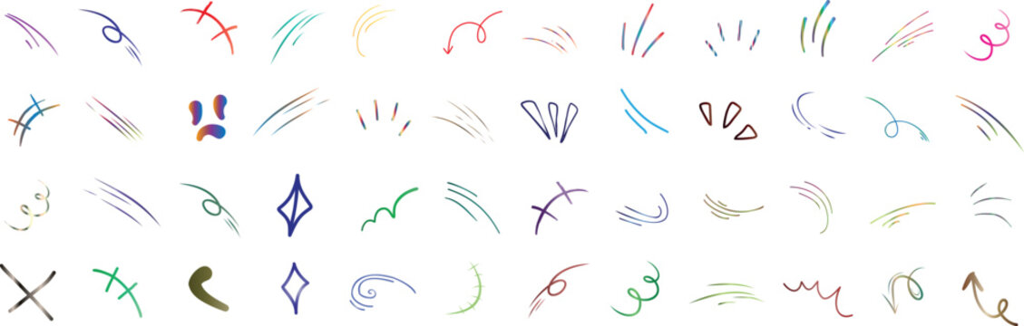 Dynamic, abstract white line movement element, visual art motion effect, speed lines, light trails, curves for futuristic design elements