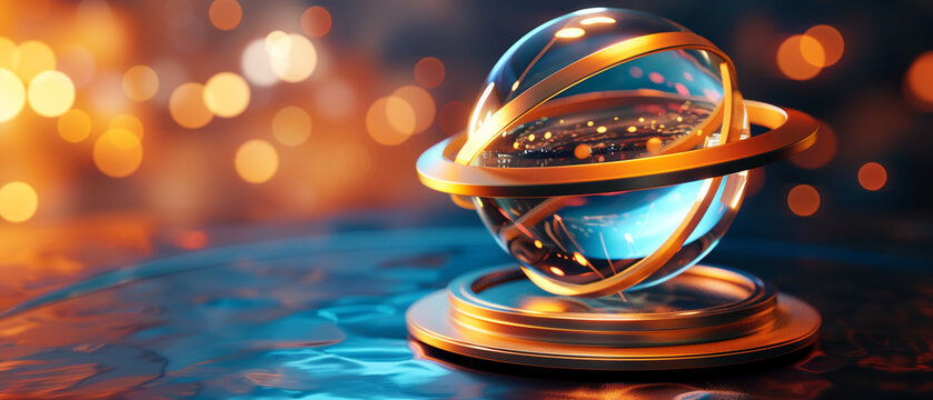 Spinning gyroscope in action, 3D vector illustration