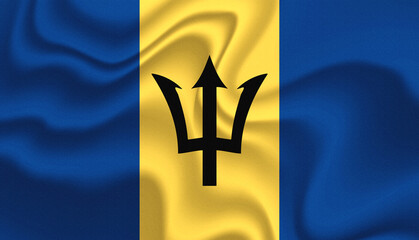 Barbados national flag in the wind illustration image - Powered by Adobe