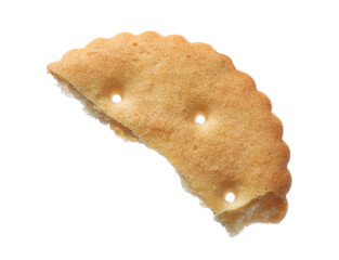 Piece of tasty cracker isolated on white