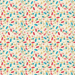 medicine pills background, repeatable seamless background pattern tile