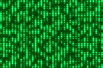 Glowing green dots forming a retro CRT computer screen effect. Illustration as background and wallpaper for topics of technology, computer science and electronic industries