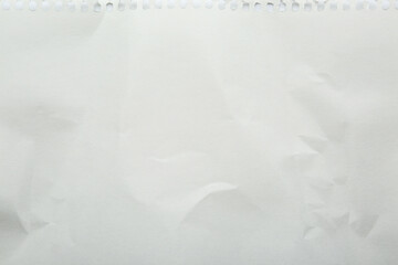 Blank crumpled notebook sheet as background, top view