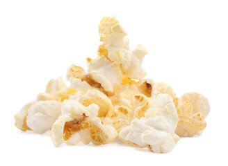 Fresh popcorn isolated on white. Tasty snack