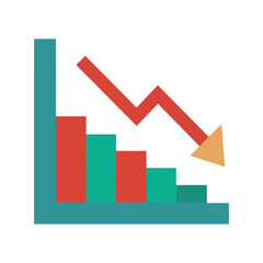  Loss with graph flat icon vector illustration on white background.