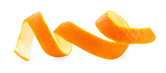 One fresh orange peel isolated on white