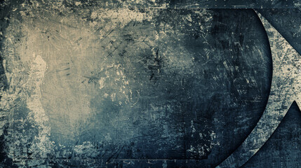  A sleek circular design in blue-grey tones on a textured backdrop. - obrazy, fototapety, plakaty