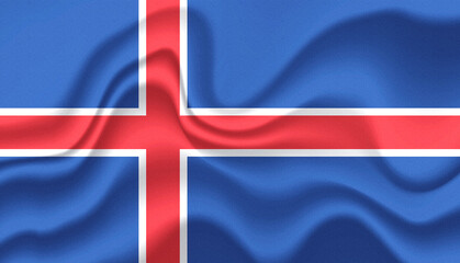 Fototapeta premium Iceland national flag in the wind illustration image