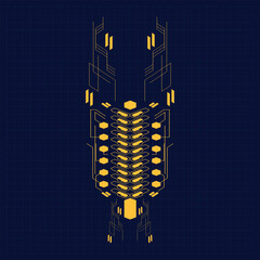 cyberpunk scifi gaming futuristic icon hud pattern seamless set collection template, 2d illustration rendering vector - obrazy, fototapety, plakaty
