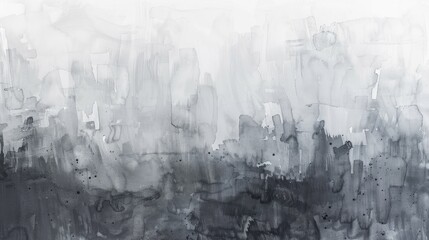 Watercolor background on paper texture painted in shades of gray
