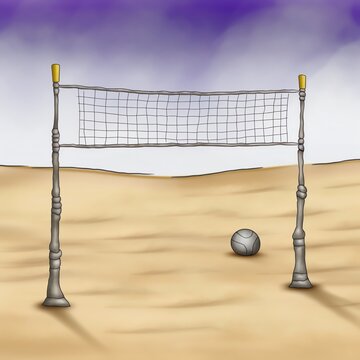 Beach Volleyball Net Clipart Set Up For A Game