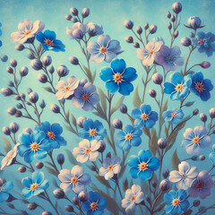 Seamless patterns of forget-me-not flowers. - 790748787