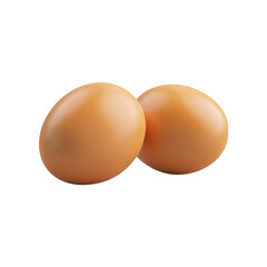 Two fresh chicken eggs isolated on white background.