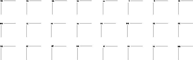 Quote box frame icon set. Quote symbol and mark quote. Quote frames. Comment, text box. Speech bubbles with quotation marks. Blank text message box for quotes. Blog post template. Vector illustration.