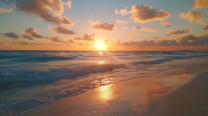 Sunrise over the beach in Cancun - obrazy, fototapety, plakaty