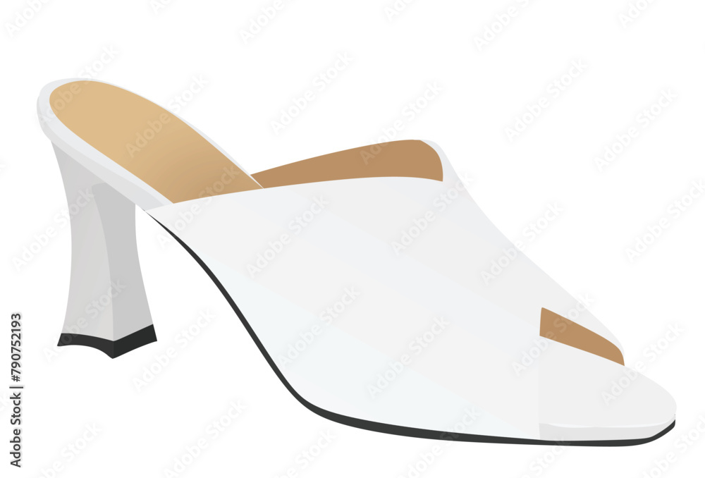 Sticker White high  heel sandal. vector illustration