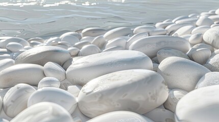 Obraz premium White pebbles on the seashore as a background.