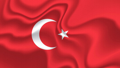 Turkey national flag in the wind illustration image