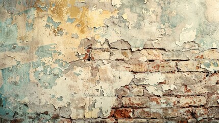 dated brick wall with flaking paint