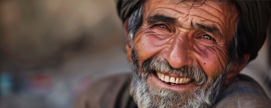 portrait of an elder man with a kind expression and deep wrinkles, bathed in golden sunlight