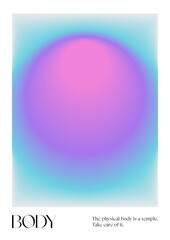 Positive Aura Gradient poster. Y2k style blurred gradient. Body aura aesthetic. Colourful spiritual poster. Trendy wall art. Futurism vector art. Blue, purple, violet, pink. Print, wallpaper, web temp