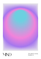 Positive Aura Gradient poster. Y2k style blurred gradient. Mind aura aesthetic. Colourful spiritual poster. Trendy wall art. Futurism vector art. Blue, purple, violet, pink. Print, wallpaper, web temp